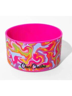 CharCharms Water Bottle Boot Silicone Pink Swirl 2.8-3.1 Inch Diameter Dishwashe